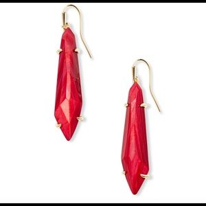 Kendra Scott Grey Drop Earrings in Red.